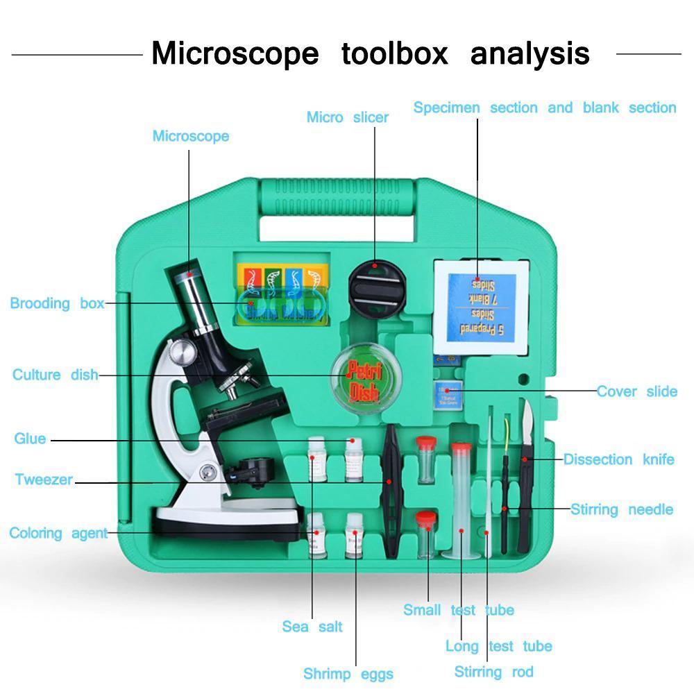 Professional 100X-1200X Microscope Biology Science Metal Kit - The Gadgets Emporium