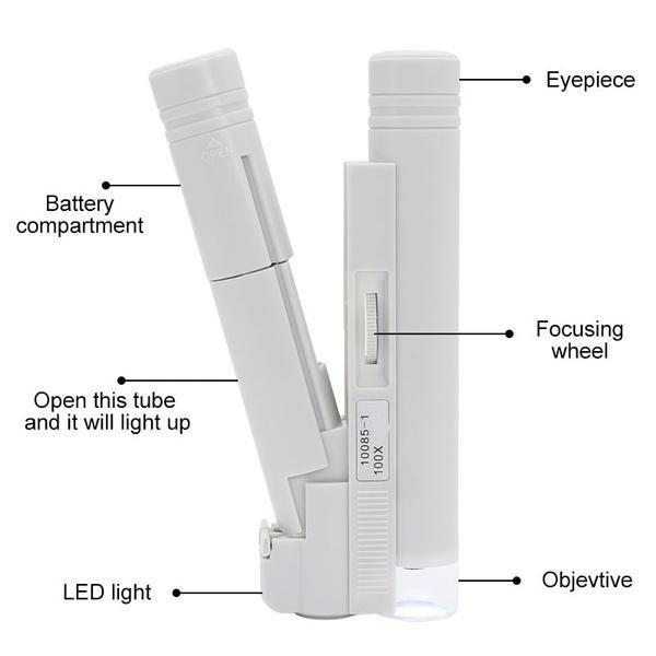 Handheld Microscope 40X 80X 100X Mini Pocket Portable Microscope