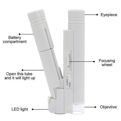 Handheld Microscope 40X 80X 100X Mini Pocket Portable Microscope