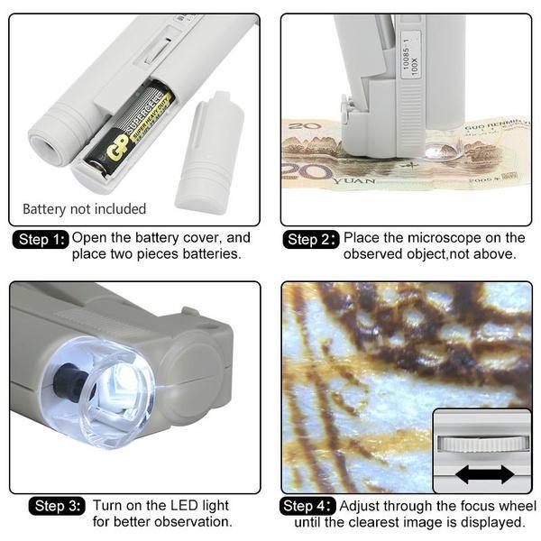 Handheld Microscope 40X 80X 100X Mini Pocket Portable Microscope