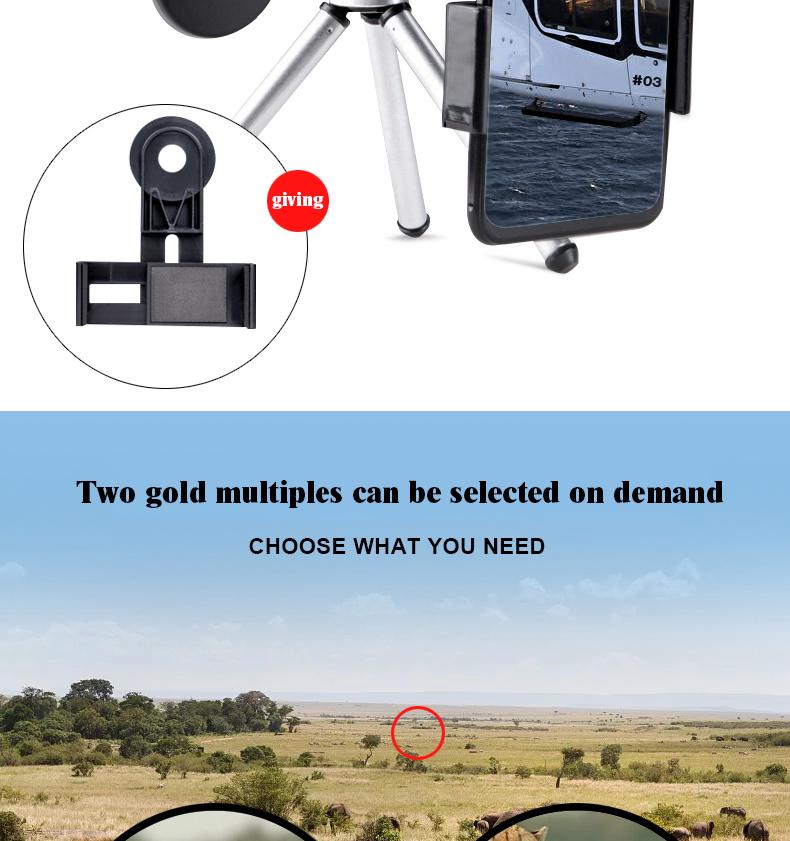 Professional 4k 40X60 High Power Zoom HD Monocular Nanotechnology Telescope