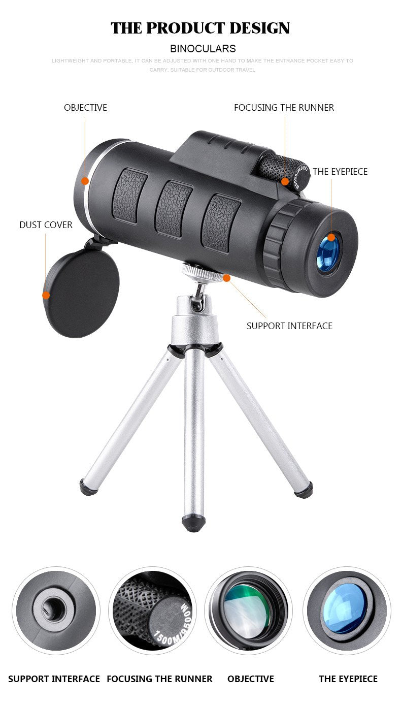 Professional 4k 40X60 High Power Zoom HD Monocular Nanotechnology Telescope