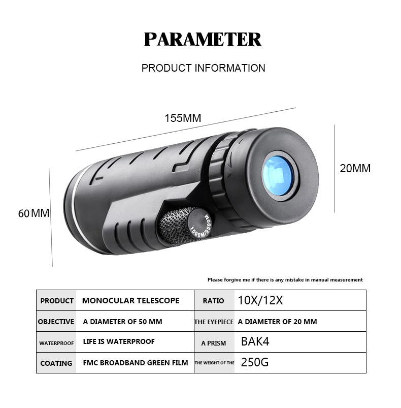 Professional 4k 40X60 High Power Zoom HD Monocular Nanotechnology Telescope