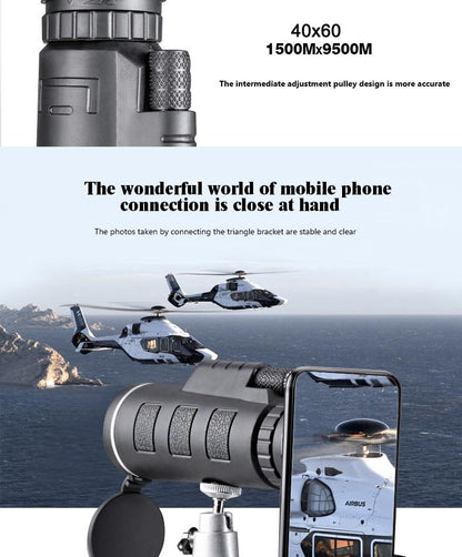 Professional 4k 40X60 High Power Zoom HD Monocular Nanotechnology Telescope
